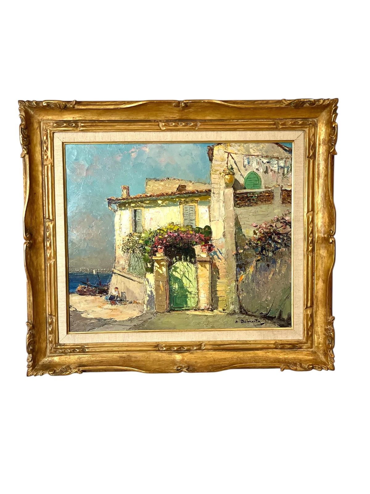 photo buy Oil On Canvas, Sunlit French Riviera House By The Sea, By Alain Demarta