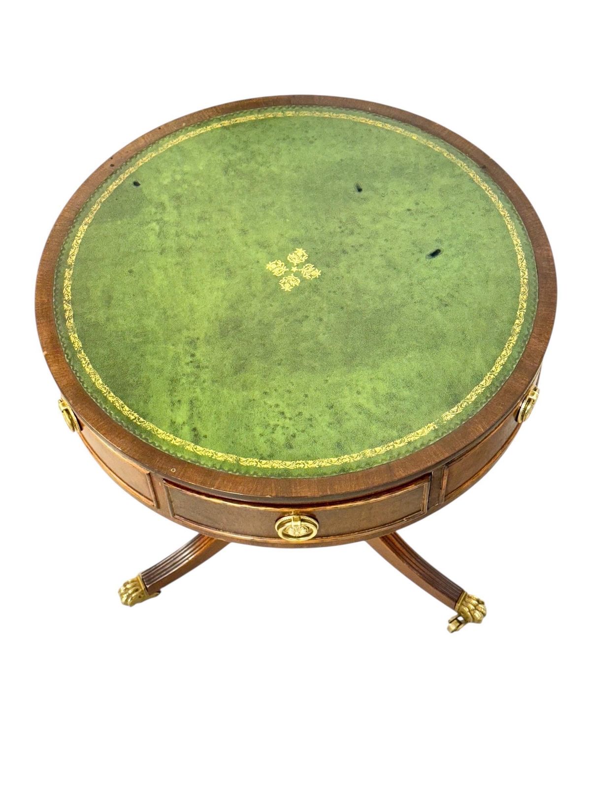 19th Century English Drum Gueridon With Leather Top And Drawers photo 1463.0