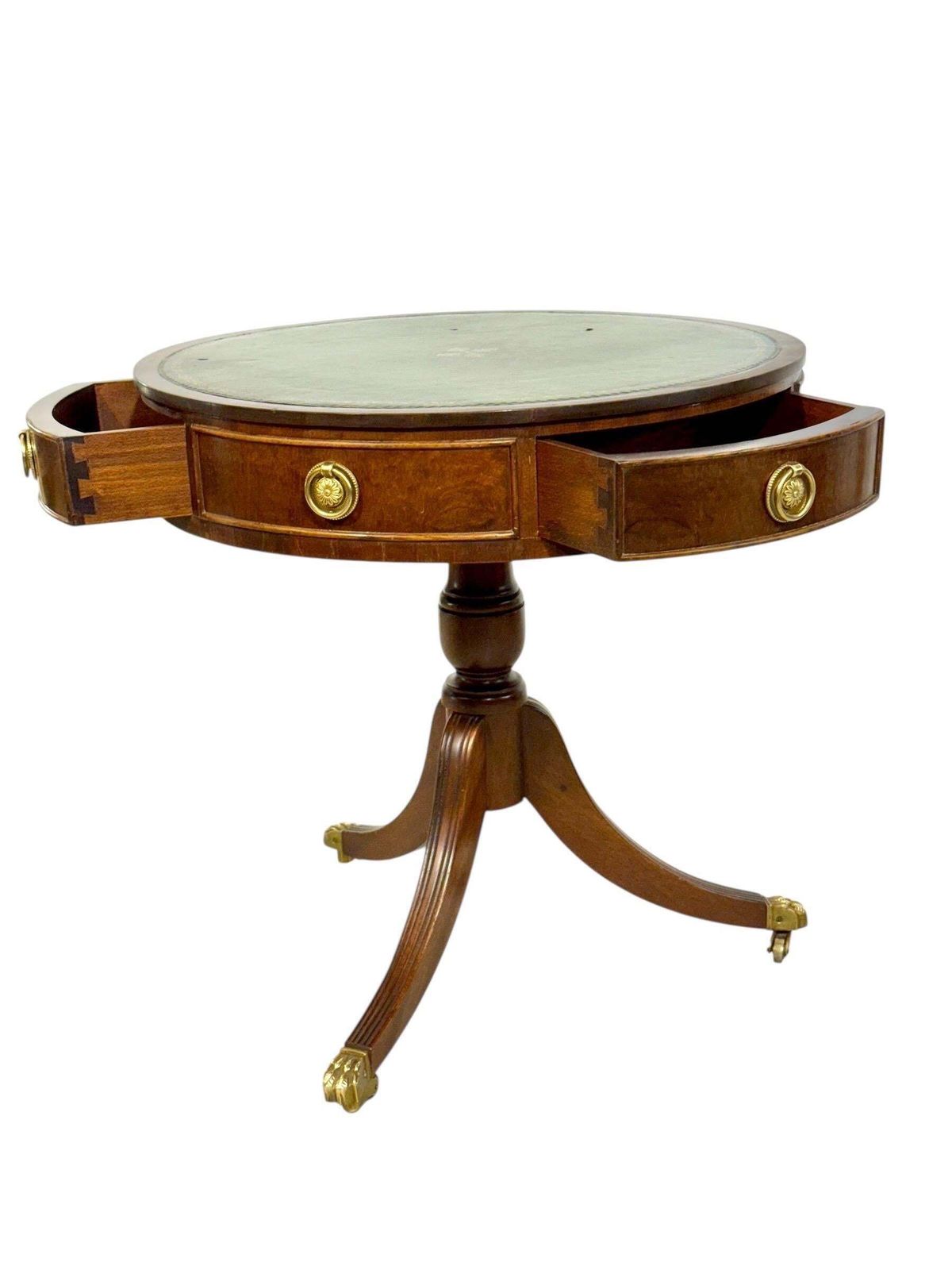 19th Century English Drum Gueridon With Leather Top And Drawers photo vinterior