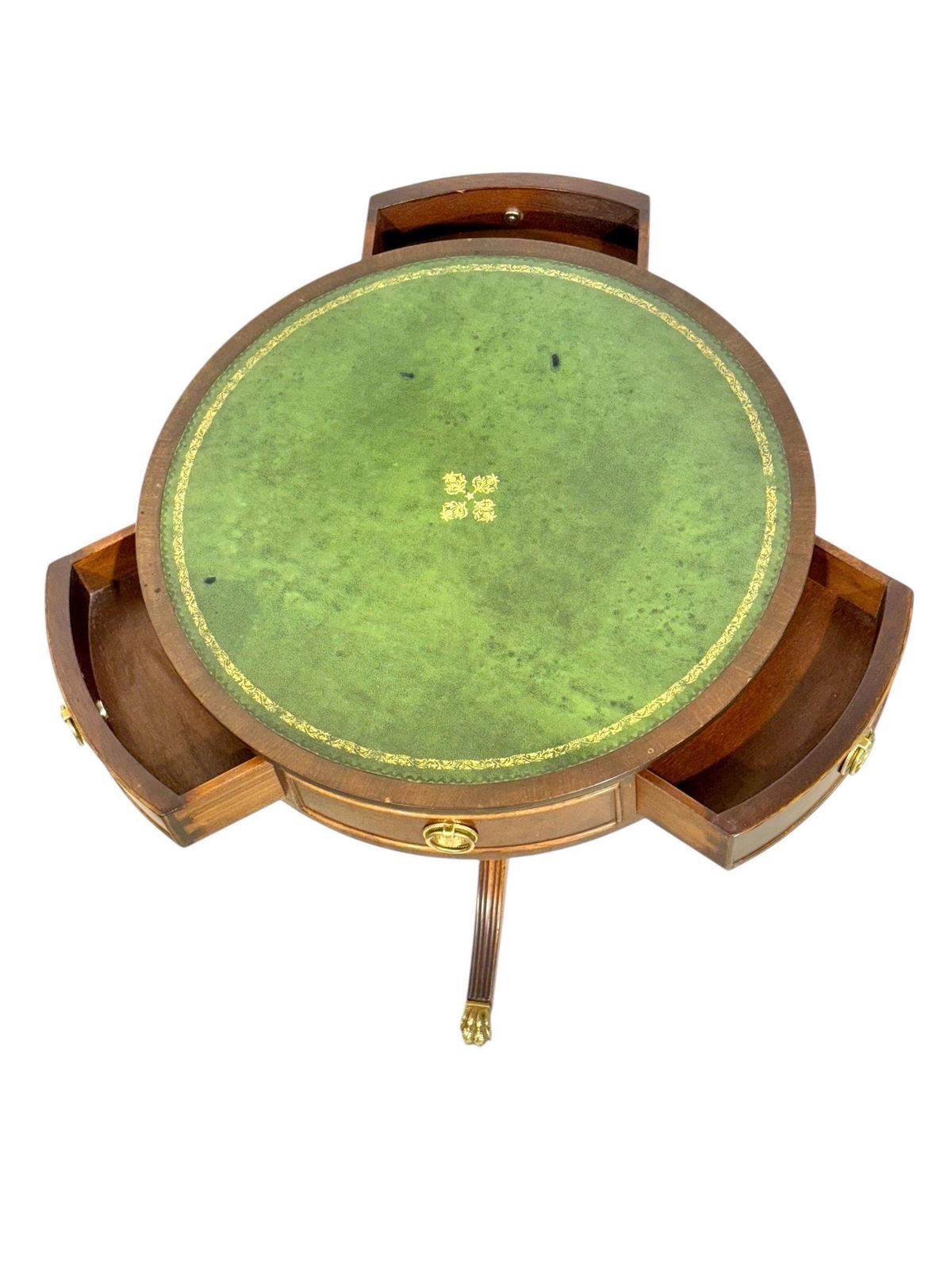 19th Century English Drum Gueridon With Leather Top And Drawers photo buy