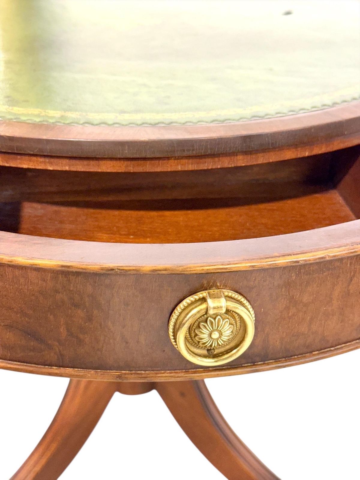 19th Century English Drum Gueridon With Leather Top And Drawers photo vintage