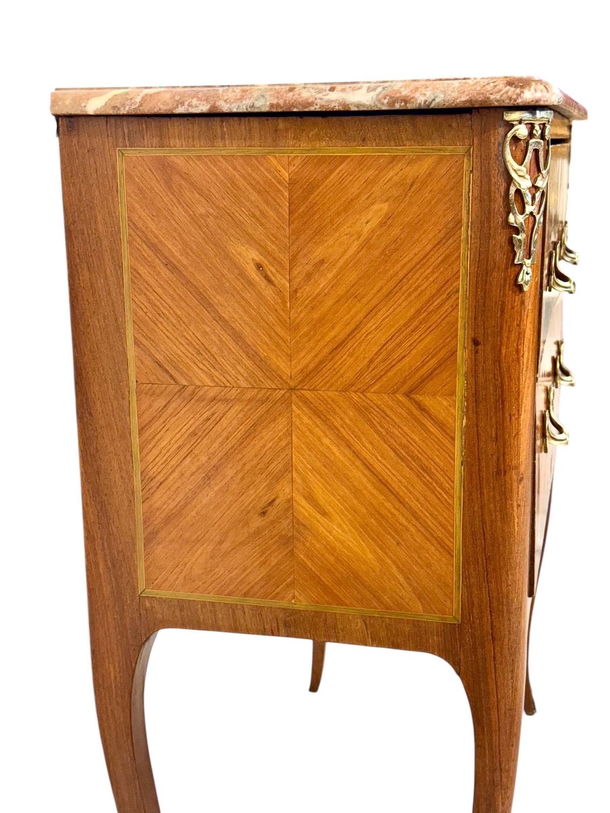 French Louis XV Transition Marble Top Commode Sauteuse, Late 18th Century photo for sale