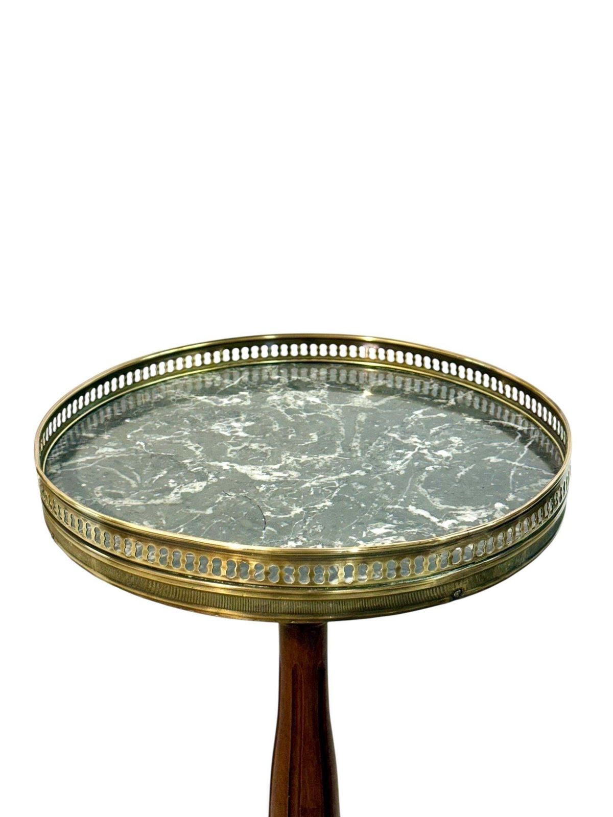 Petite French Gueridon With Marble Top And Brass Gallery, 19th Century photo vinterior