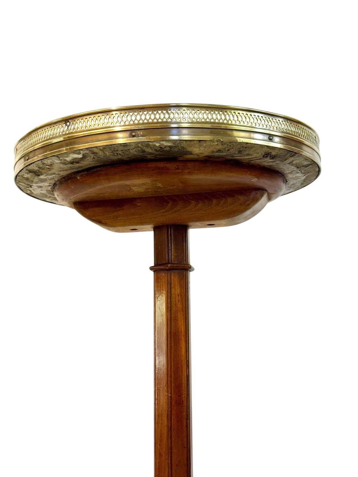 Antique French Gueridon Table With Marble Top And Brass Gallery, 19th C. photo for sale