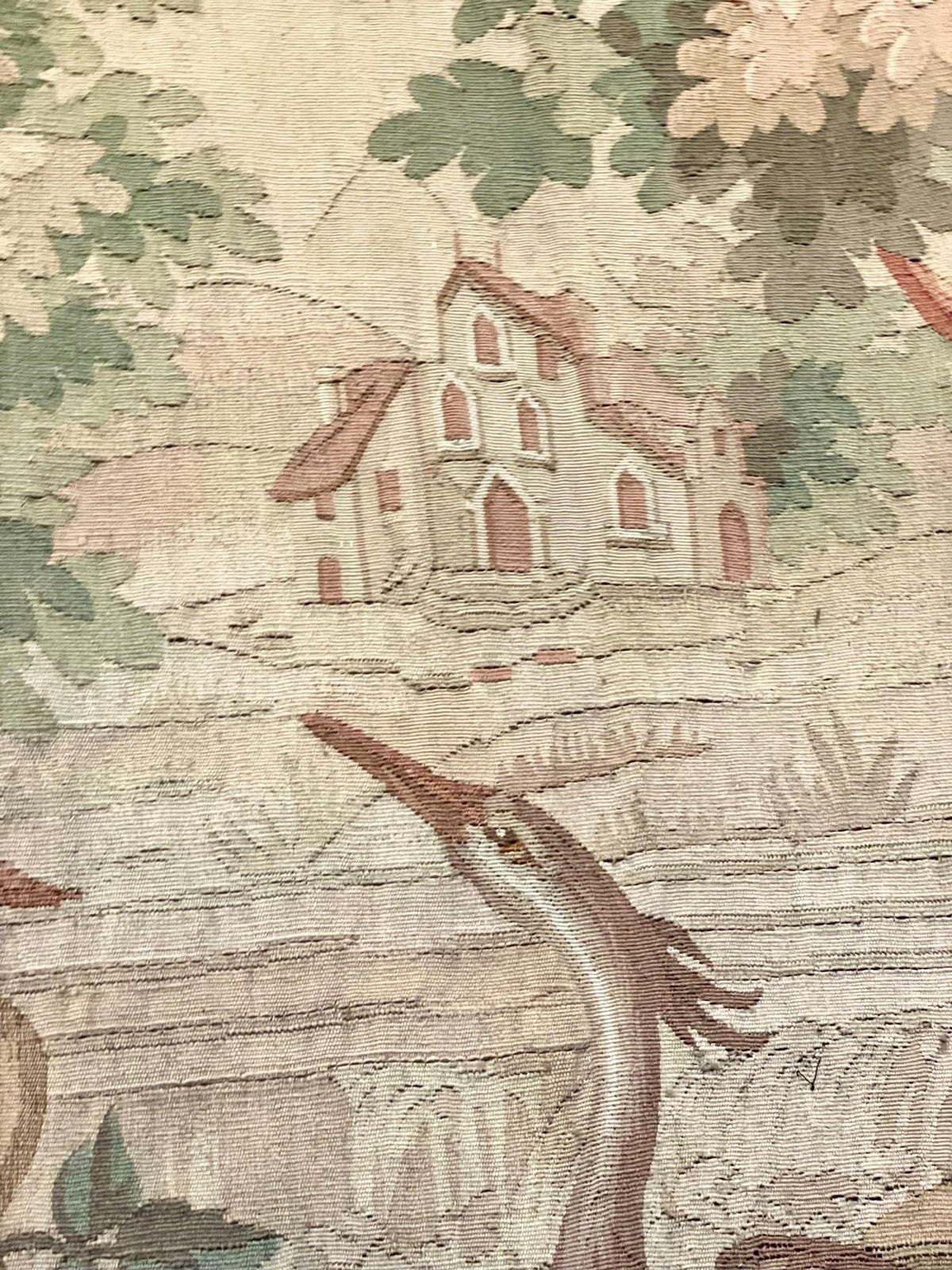 photo furniture 19th Century Rare Pair Of Large Aubusson Verdure Tapestries With Heron And Duck