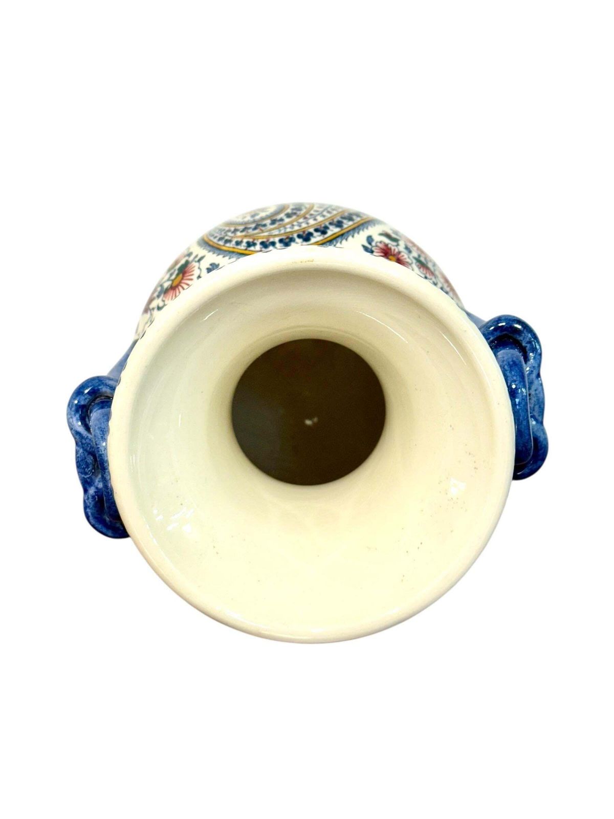 Gien Faience Vase, “Cachemire” Pattern With Floral & Paisley Décor photo vinterior