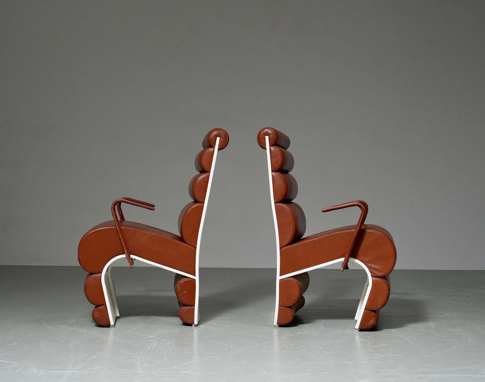 Set Of 4 Armchairs In Metal And Faux Leather, France, 1970s photo vintage