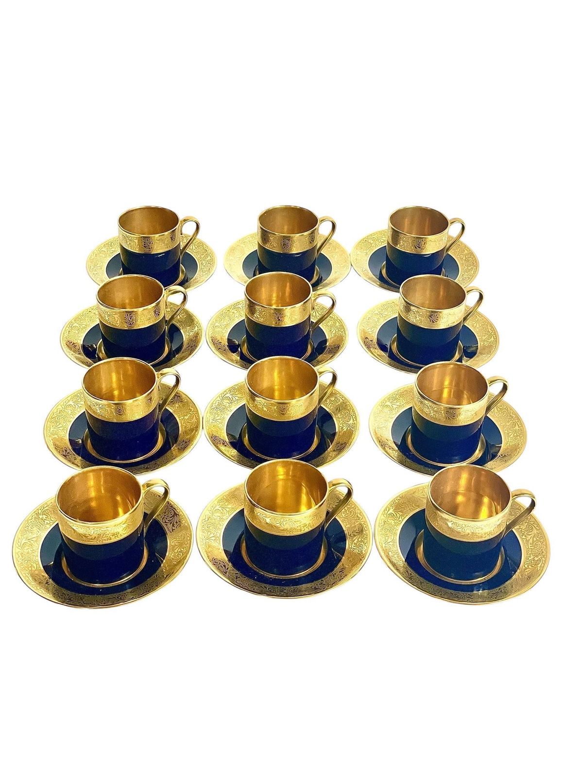 Limoges Coffee Set For 12 In Blue And Gold, Early 20th Century photo buy
