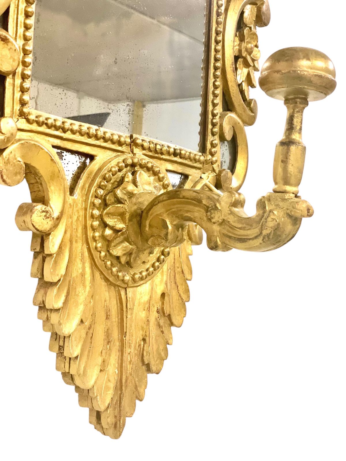 18th Century Rare Giltwood Parcloses Mirror With Wig Stand Arm photo furniture