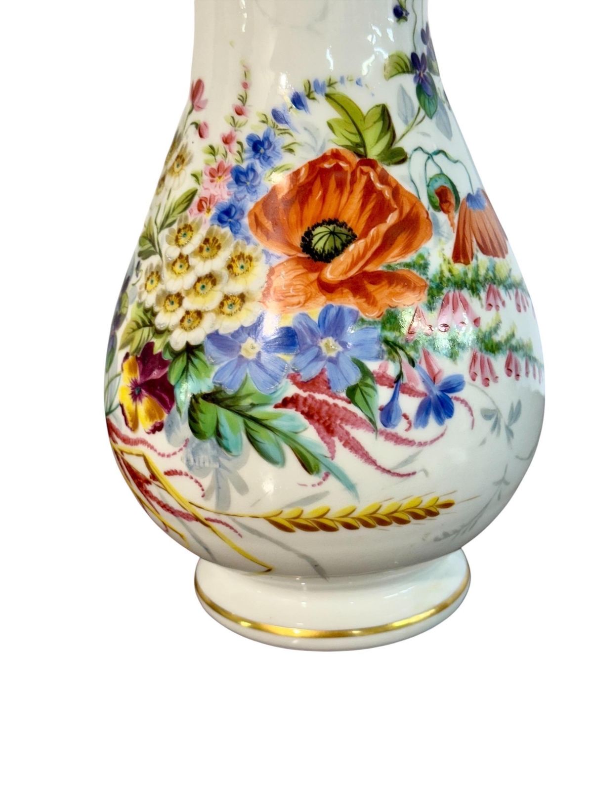 Pair Of Paris Porcelain Vases With Hand Painted Floral Bouquets, C.1880 photo vintage