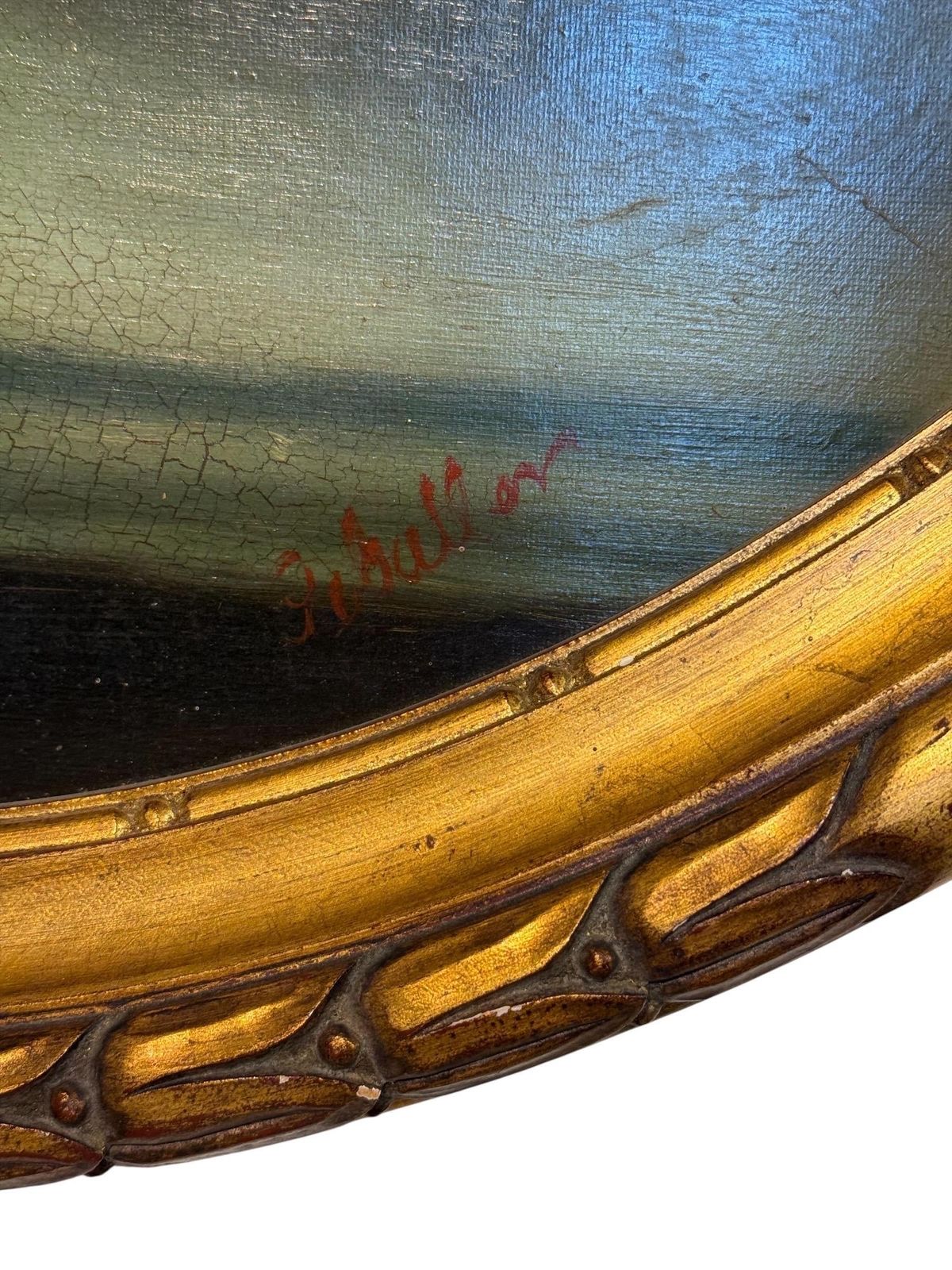 Floral Still Life With Parrot, Oval Oil On Panel, Signed, Late 19th C. photo vintage