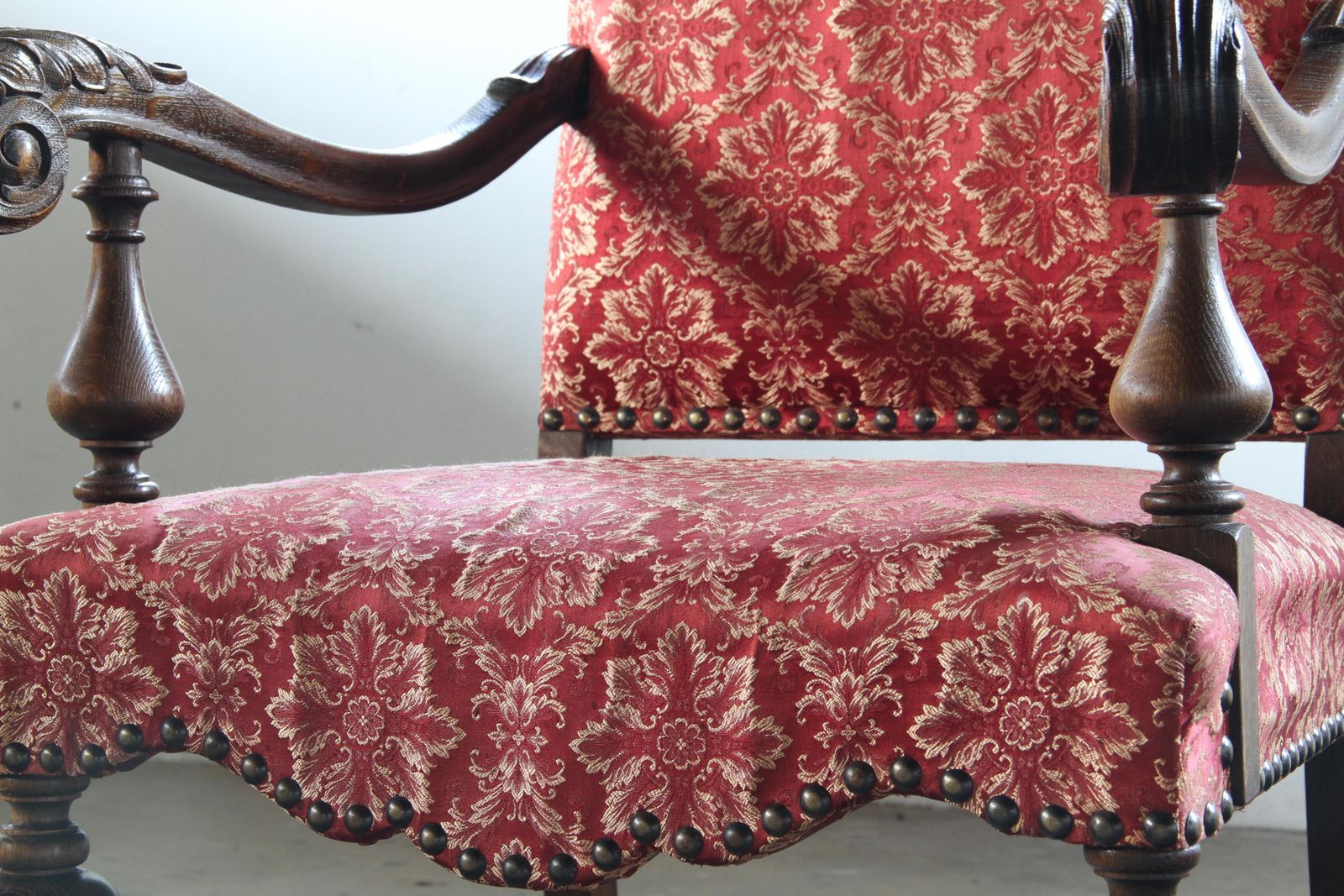 photo vintage Vintage 19th Century Danish Baroque Oak Armchair   Louis XV Style