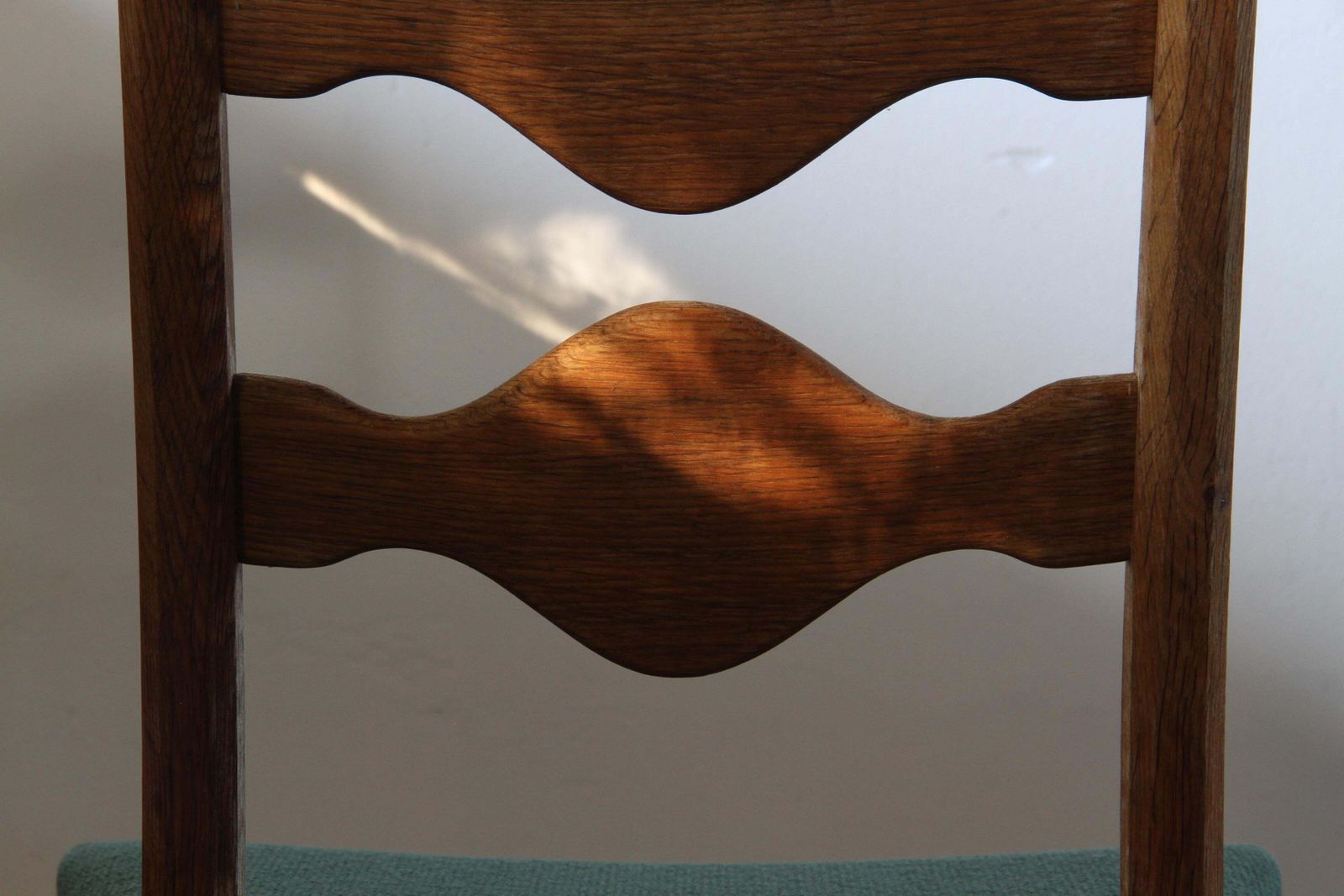 photo for sale Six Vintage 1960s Danish Ladderback Oak Chairs, Henning Kjærnulf Brutalist Style