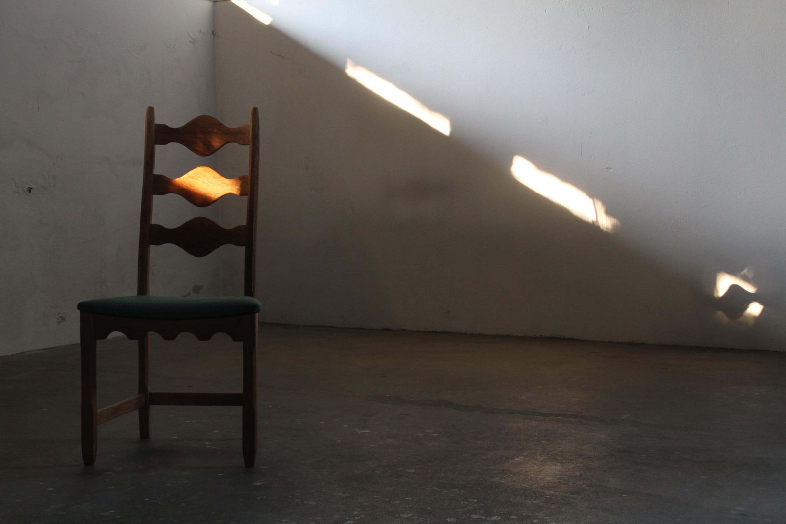 3435.0 Six Vintage 1960s Danish Ladderback Oak Chairs, Henning Kjærnulf Brutalist Style photo