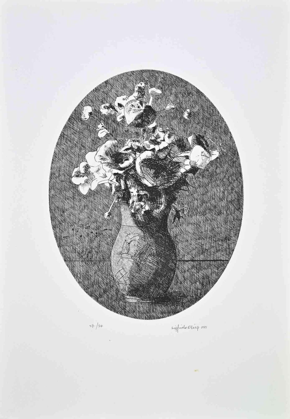 Sigfrido Olivaoval Still Life   Etching By Sigfrido Oliva   19851985