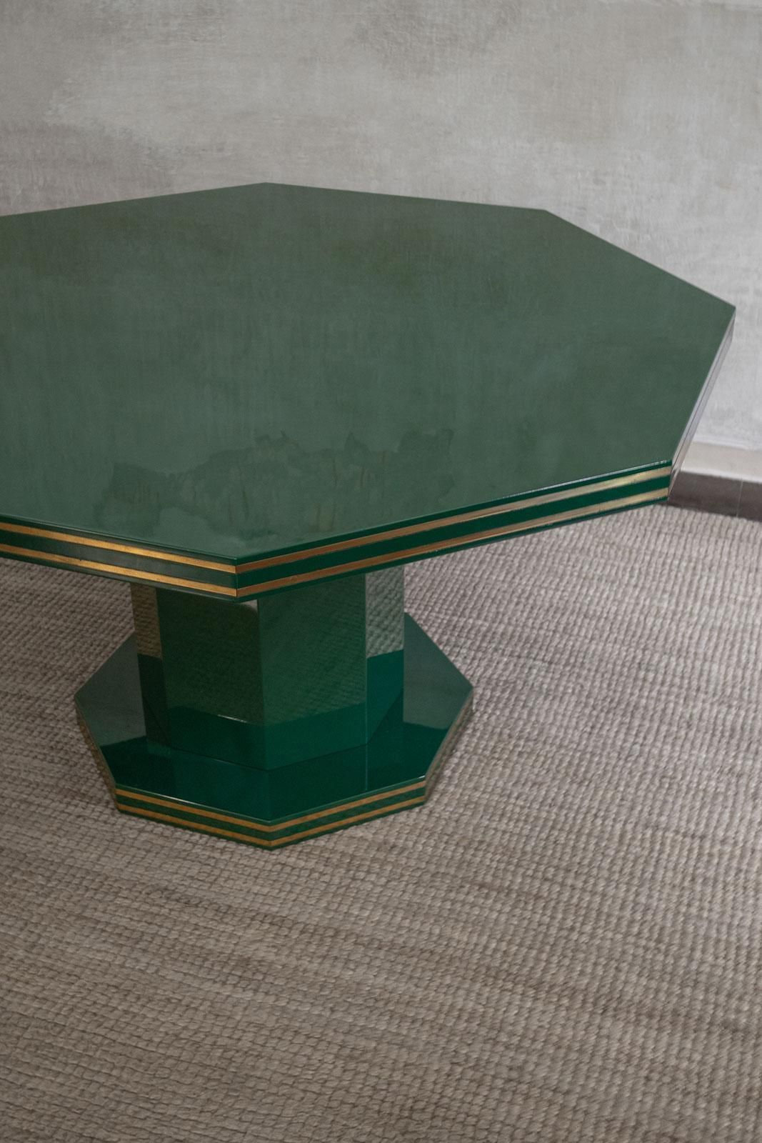 photo for sale 1970s Green Lacquered Wood Dining Set