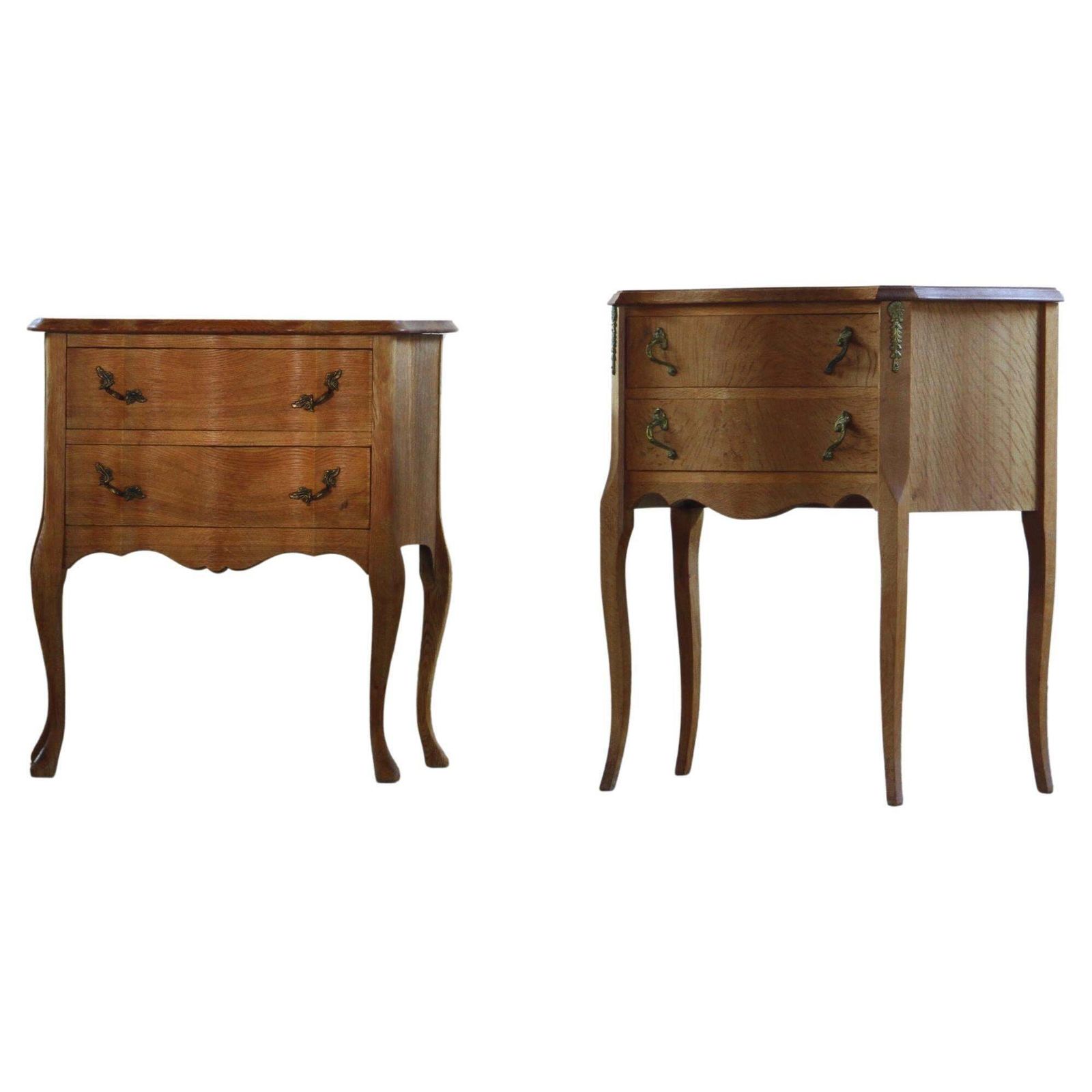 Vintage 1960s Danish Modern Oak Nightstands   Henning Kjærnulf Baroque Style