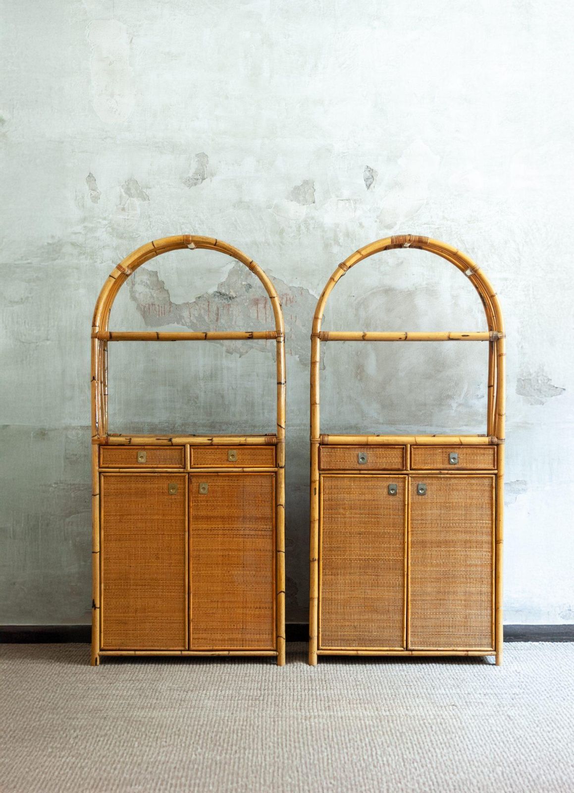 Pair Of Rattan Bookshelf – 1980s photo furniture