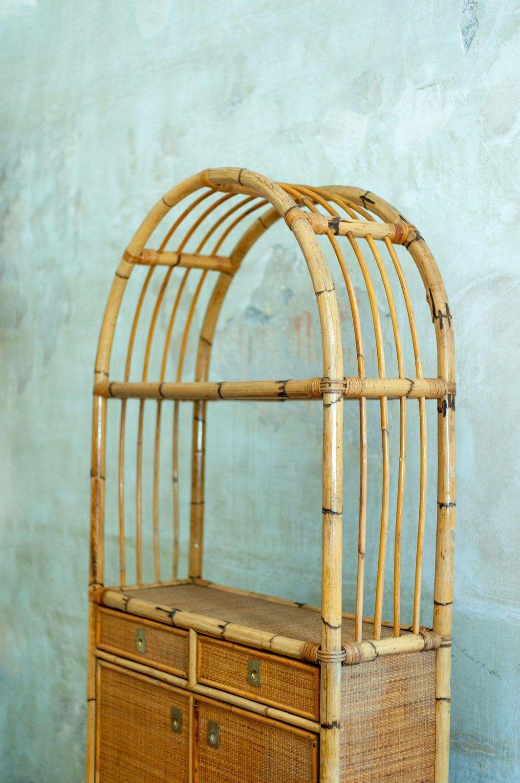 photo furniture Pair Of Rattan Bookshelf – 1980s