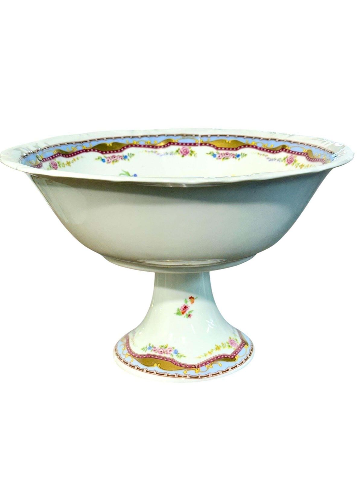 Antique Limoges Porcelain Pedestal Compote With Hand Painted Floral Motifs photo furniture