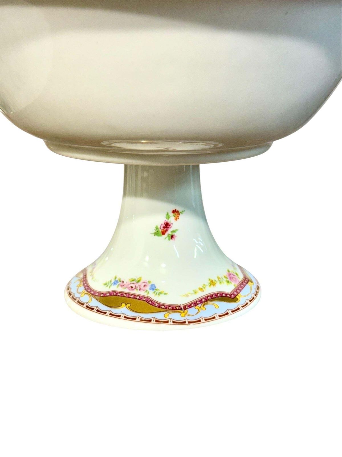 Antique Limoges Porcelain Pedestal Compote With Hand Painted Floral Motifs photo for sale