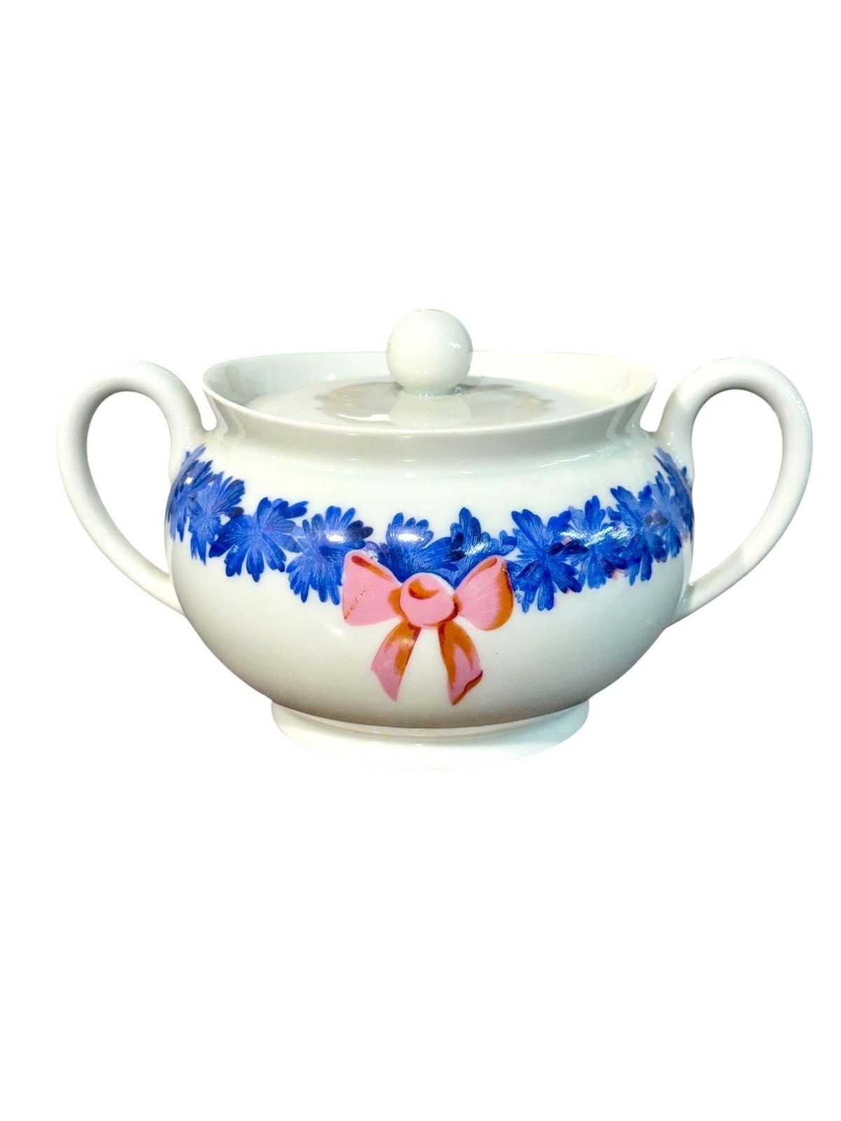 1637.0 Haviland Limoges Coffee Service With Blue And Pink Floral Motifs photo