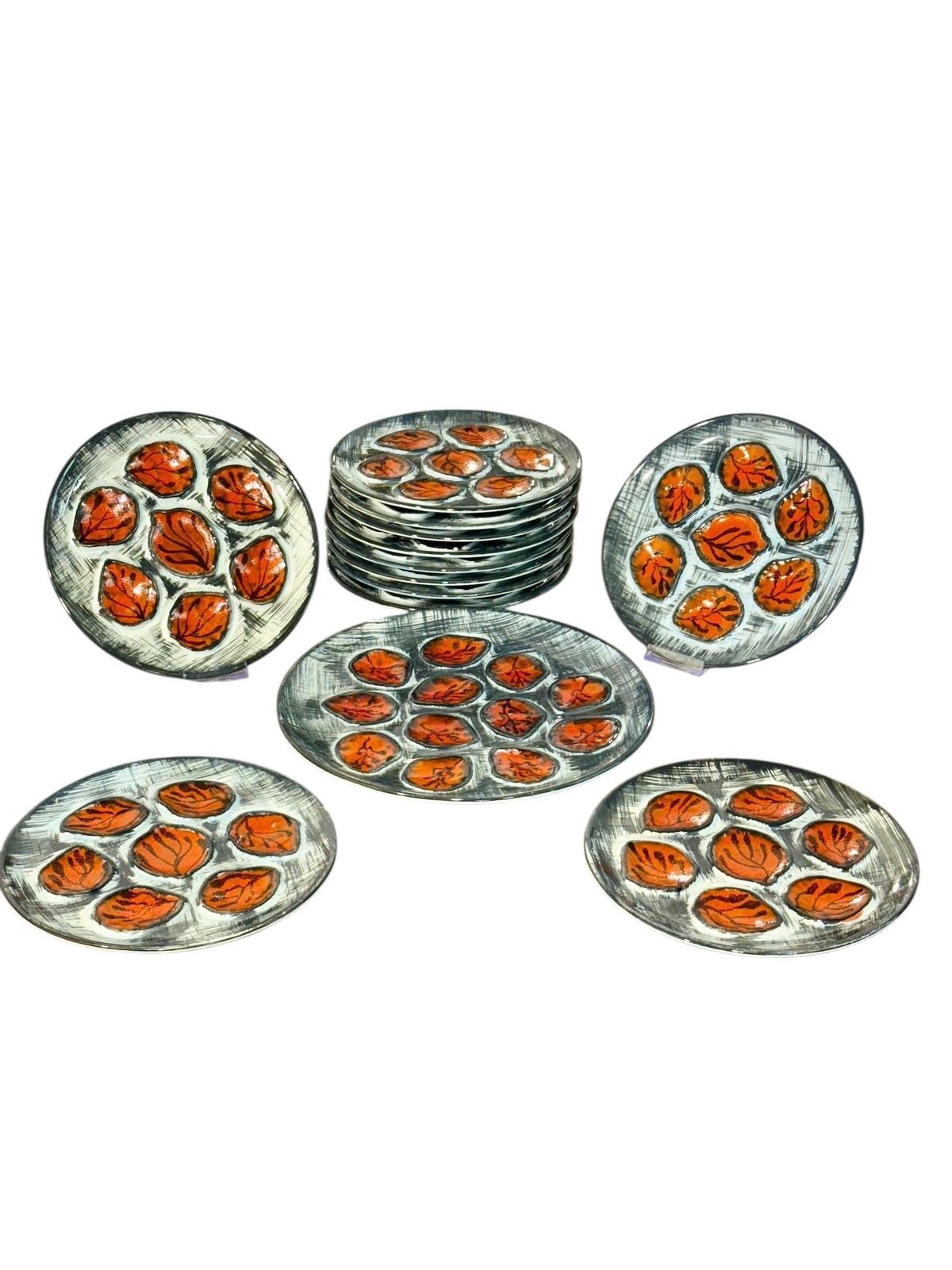 Vintage French M.B.F.A. Pornic Oyster Service, 12 Plates & Platter photo 1478.0