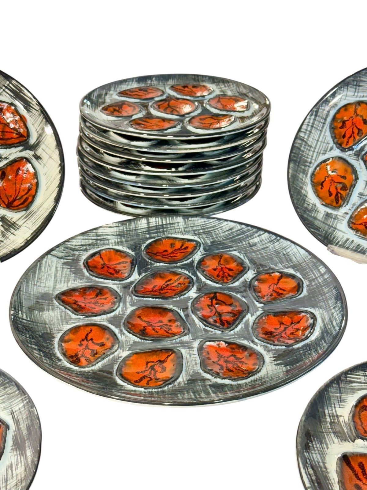 Vintage French M.B.F.A. Pornic Oyster Service, 12 Plates & Platter photo buy