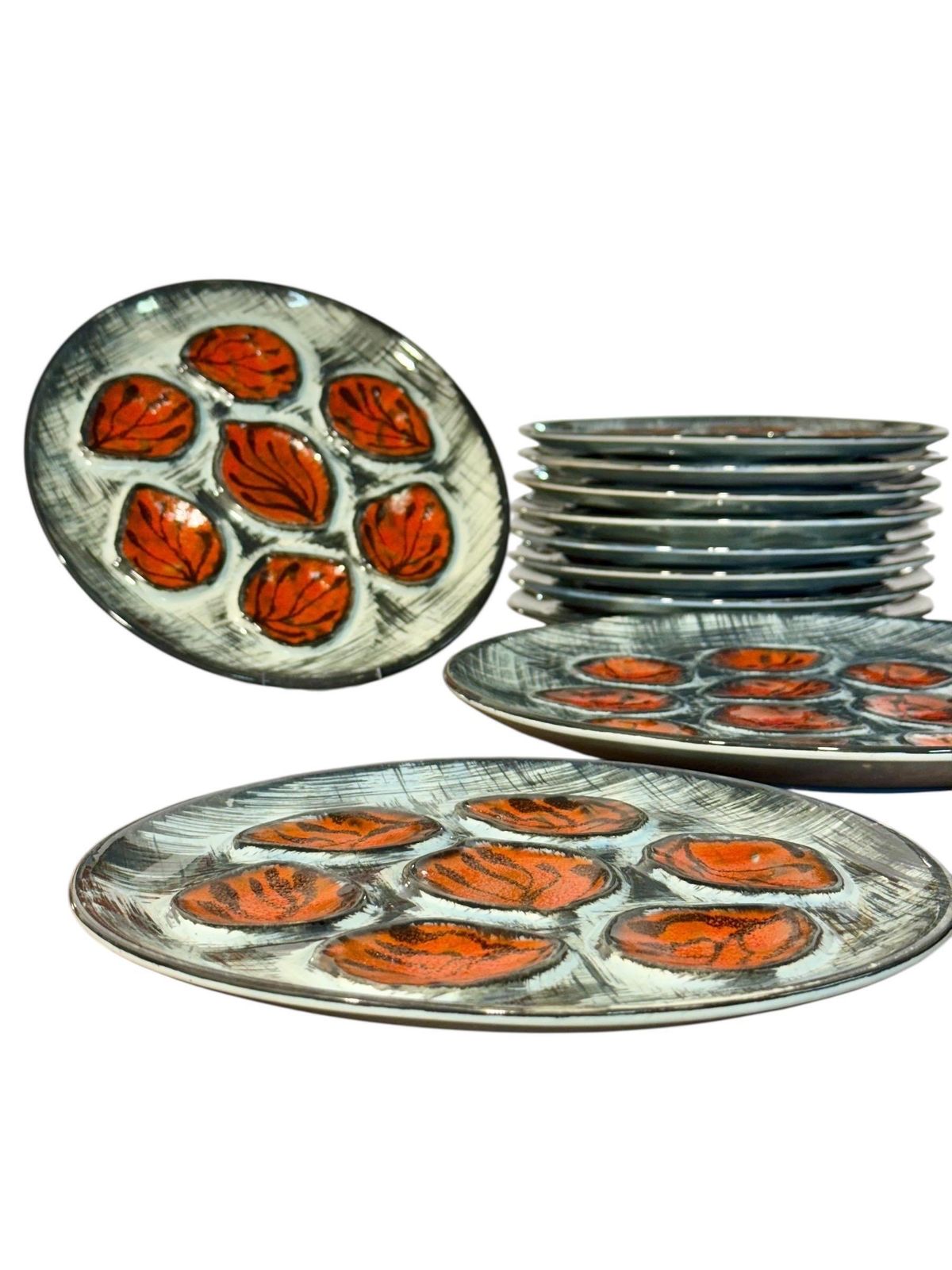 Home Decor Vintage French M.B.F.A. Pornic Oyster Service, 12 Plates & Platter photo