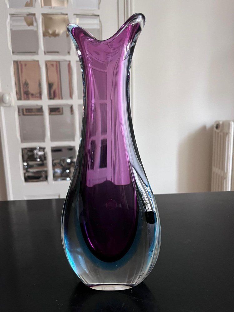 Superb Sommerso Vase By Flávio Poli For Murano, 1950s