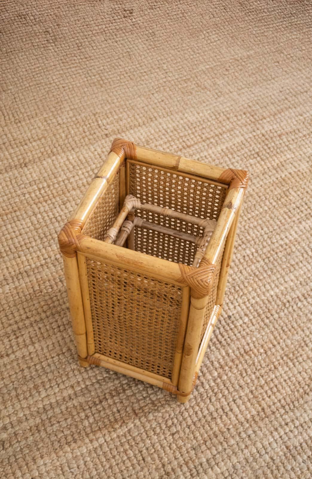 Bamboo And Rattan Umbrella Stand By Franco Albini – 1960s photo for sale