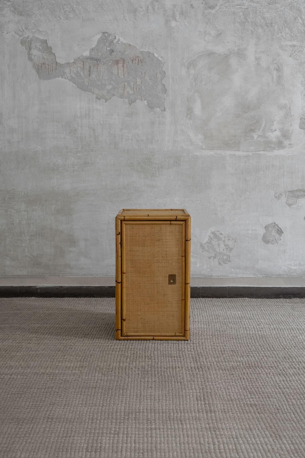 Wall Cabinet In Rattan And Brass By Dal Vera – 1970s photo furniture