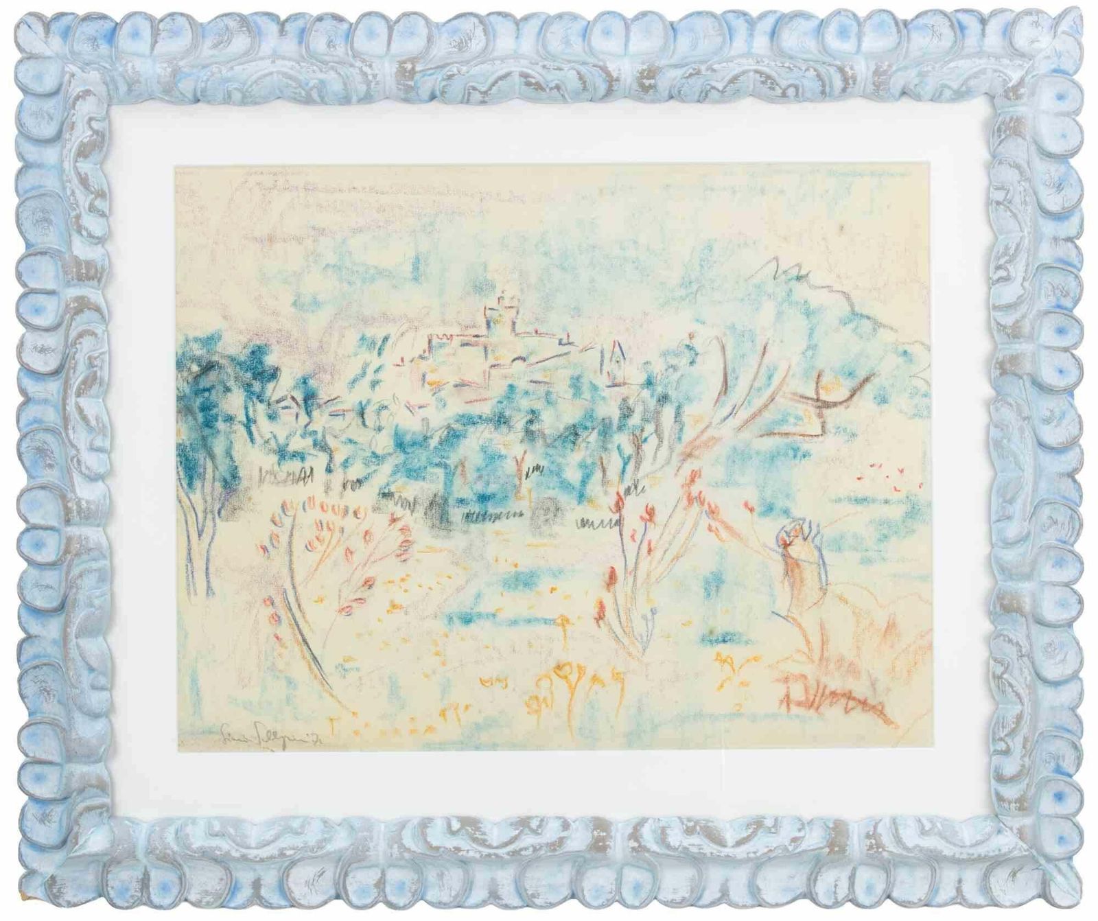 Sirio Pellegrinilandscape   Mixed Media On Paper By Sirio Pellegrini   19711950s