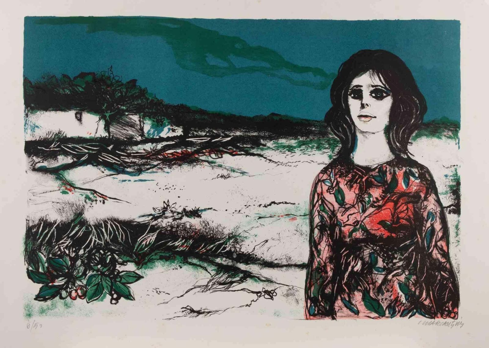 Carlo Marcantoniogirl   Lithograph By Carlo Marcantonio   1980s1980s photo furniture