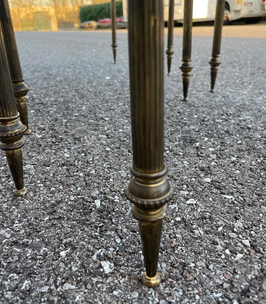 Mid Century Marble And Brass Stacking Tables, Set Of 4 photo vinterior