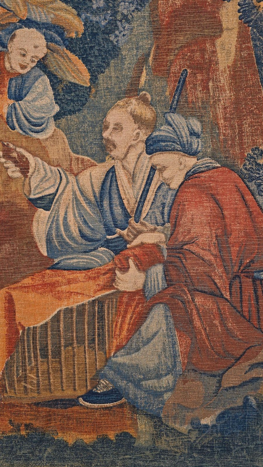 Monumental European Chinoiserie Tapestry, Hand Painted Textile, Circa 1900–1930 photo buy