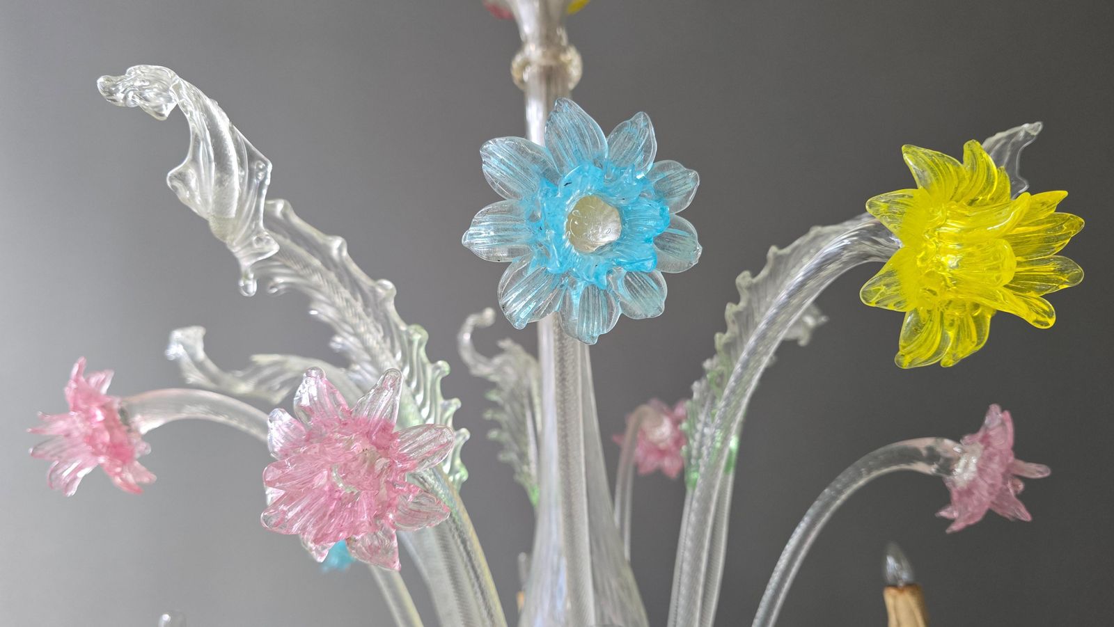 Large Murano Glass Floral Chandelier, Italy, 1950s photo 5791.0