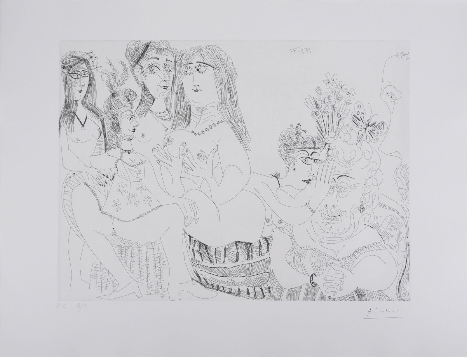 Pablo Picassothe 156, The Ladies Are Gossiping...   Original Etching, Signed (Baer #1992)1978