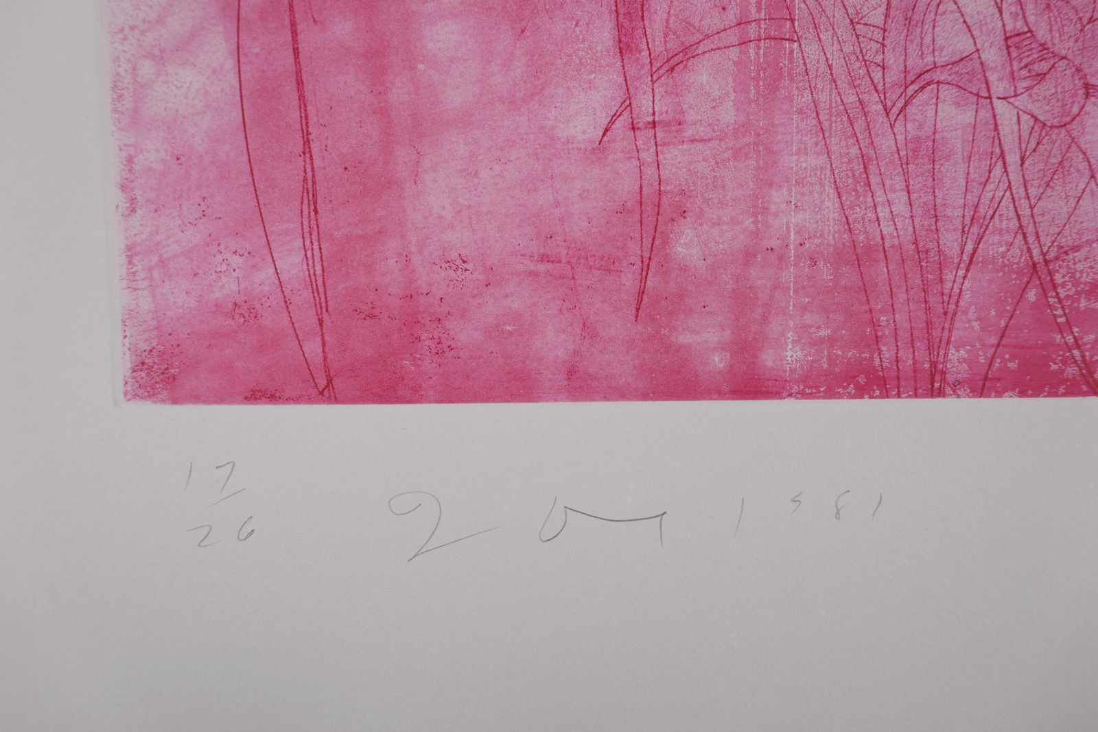 Jim Dinenancy Outside In July XVII (The Reddish One)   Original Handsigned Etching1981 photo furniture