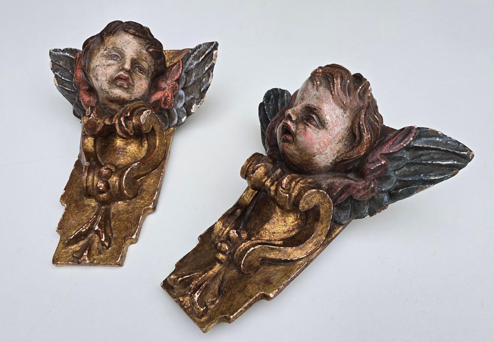 Pair Of 18th Century Italian Baroque Cherub Corner Carvings, C. 1750–1780 photo for sale