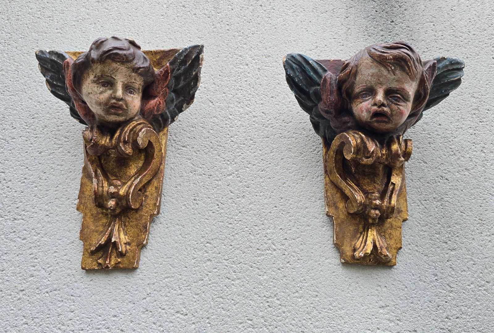 photo vinterior Pair Of 18th Century Italian Baroque Cherub Corner Carvings, C. 1750–1780