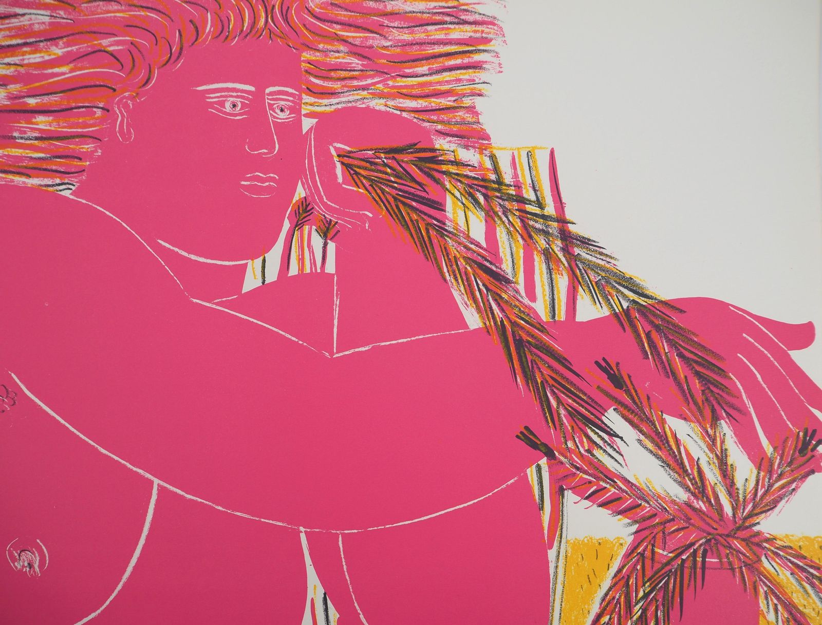 Alekos Fassianosgreece : Pink Nude With Wheat Ear   Original Lithograph, 19821982 photo 345.0