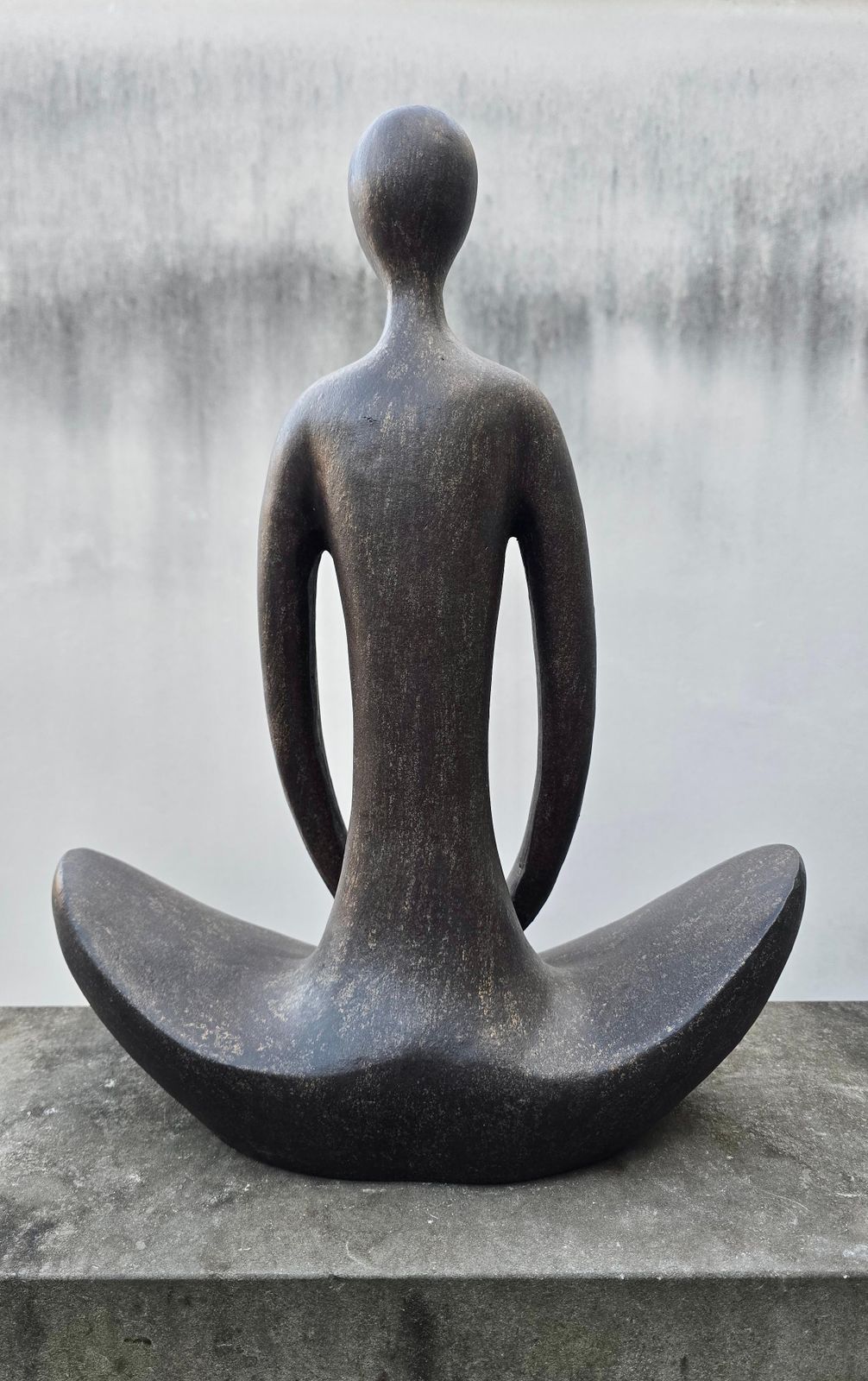Large Meditative Abstract Ceramic Yoga Figure Sculpture, Europe, 1960s photo vinterior