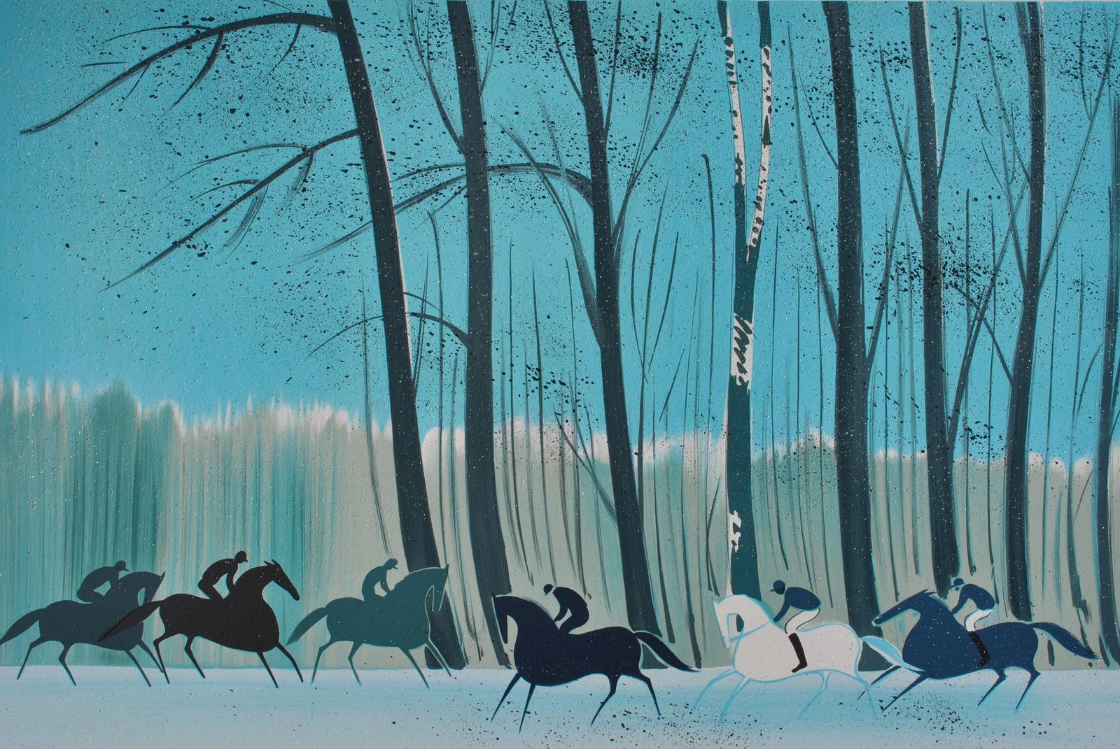 Serge Lassushorses : Riders In Winter   Original Lithograph, Handsigned & Ltd /6001982 photo for sale
