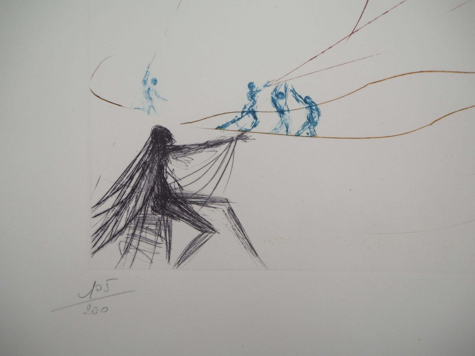 Salvador Dalí­Surrealist Boat (Vaisseau Fantome)   Original Handsigned Etching   (Field #69 7)1969 photo vinterior