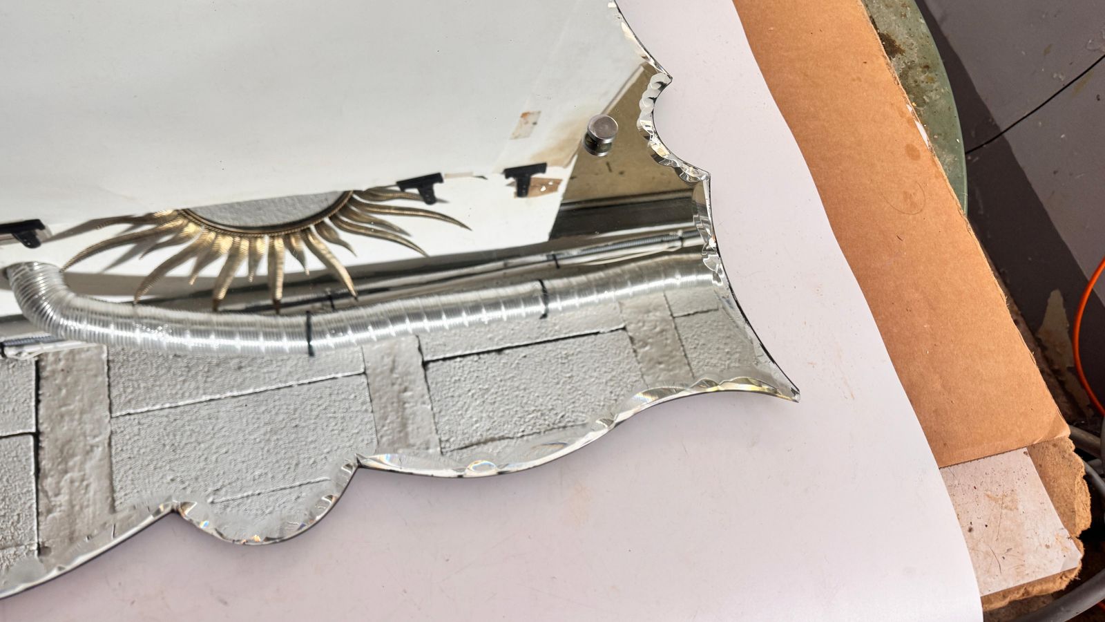 photo vinterior Art Deco Frameless Mirror With Sculpted Edges — France, 1940s