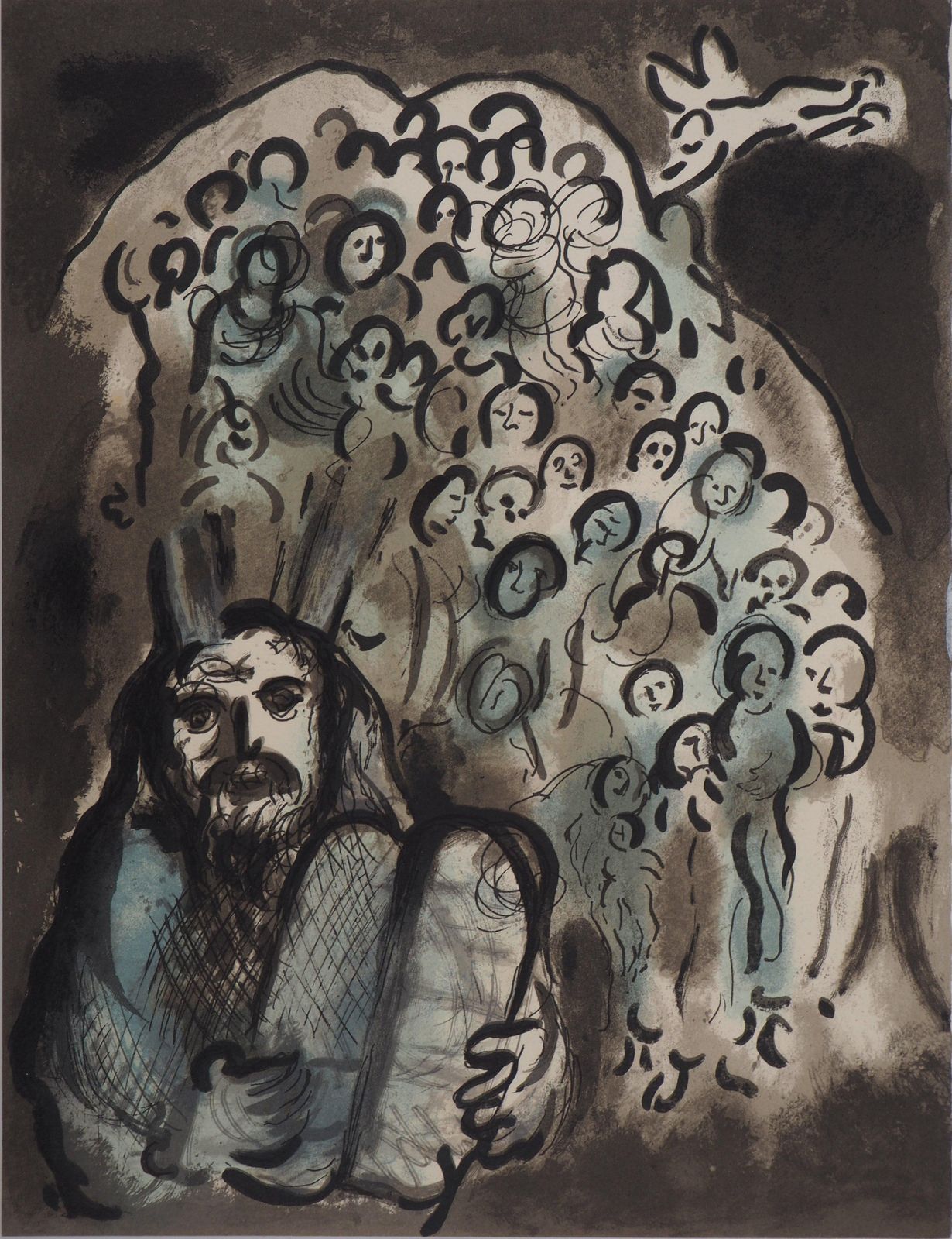 Marc Chagallmoses, The Tablets Of The Law & His People   Original Lithograph   Mourlot #6891969