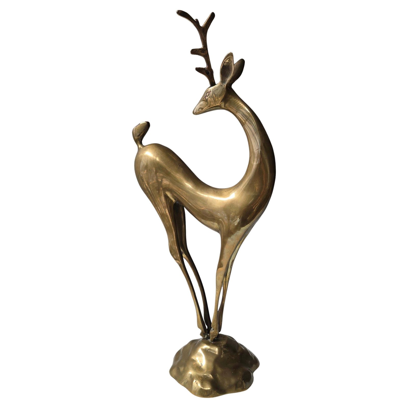 Mid Century Modern Brass Gazelle Sculpture, Circa 1950s photo for sale