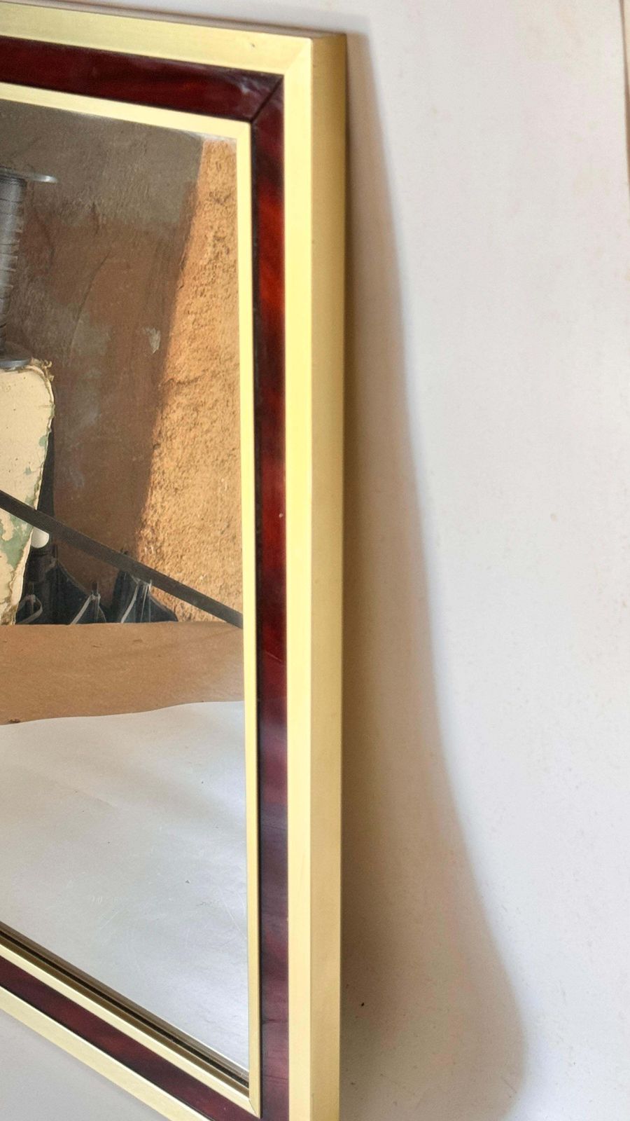 1970s French Mirror – High Quality Metal Frame With Bakelite Border, Warm Brown photo 478.0