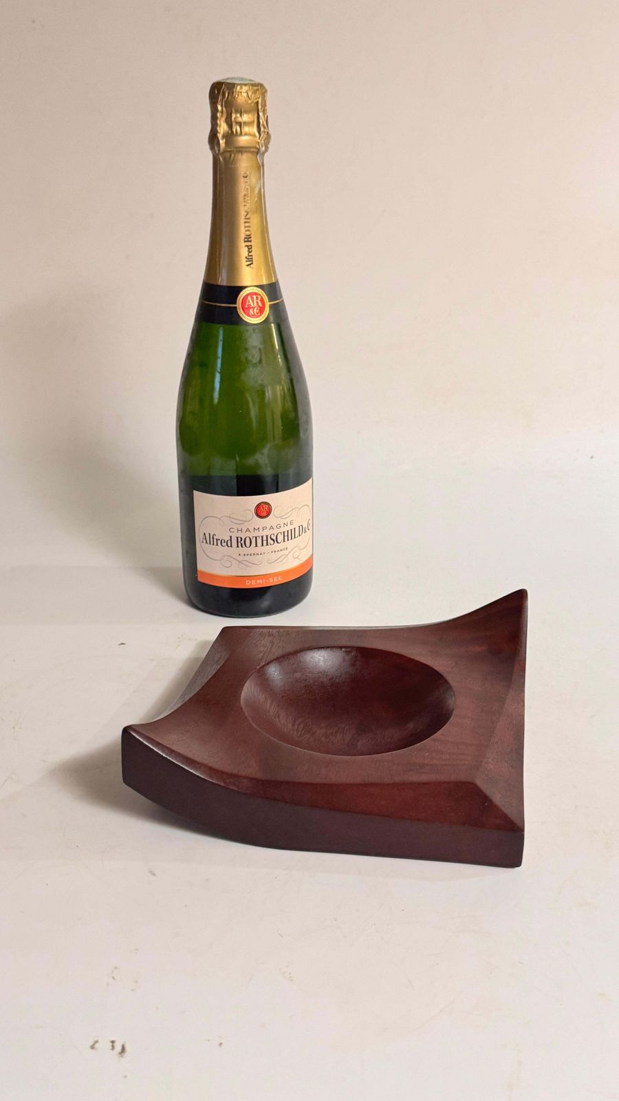 1960s French Sculptural Ceramic Ashtray – Faceted Leaf Form Design, Brown Glaze photo buy